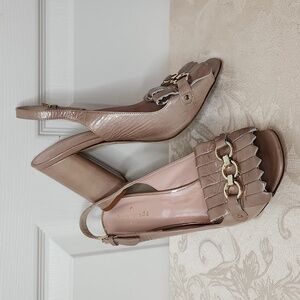 Kate Spade ♠️ Caileen Kiltie slingback crinkle blush patent leather open toe